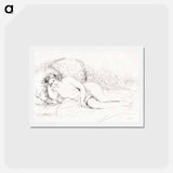 アートポストカード-Woman Reclining, to the Left - ピエール オーギュスト ルノワール Postcard.