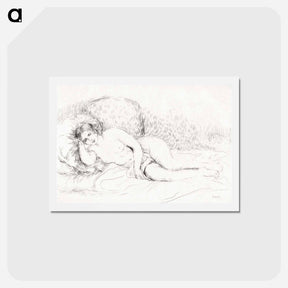アートポストカード-Woman Reclining, to the Left - ピエール オーギュスト ルノワール Postcard.