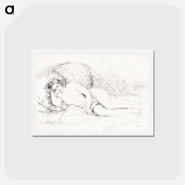 アートポストカード-Woman Reclining, to the Left - ピエール オーギュスト ルノワール Postcard.