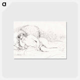 アートポストカード-Woman Reclining, to the Left - ピエール オーギュスト ルノワール Postcard.