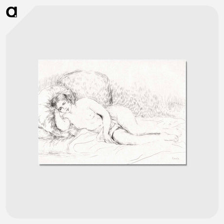 アートポストカード-Woman Reclining, to the Left - ピエール オーギュスト ルノワール Postcard.