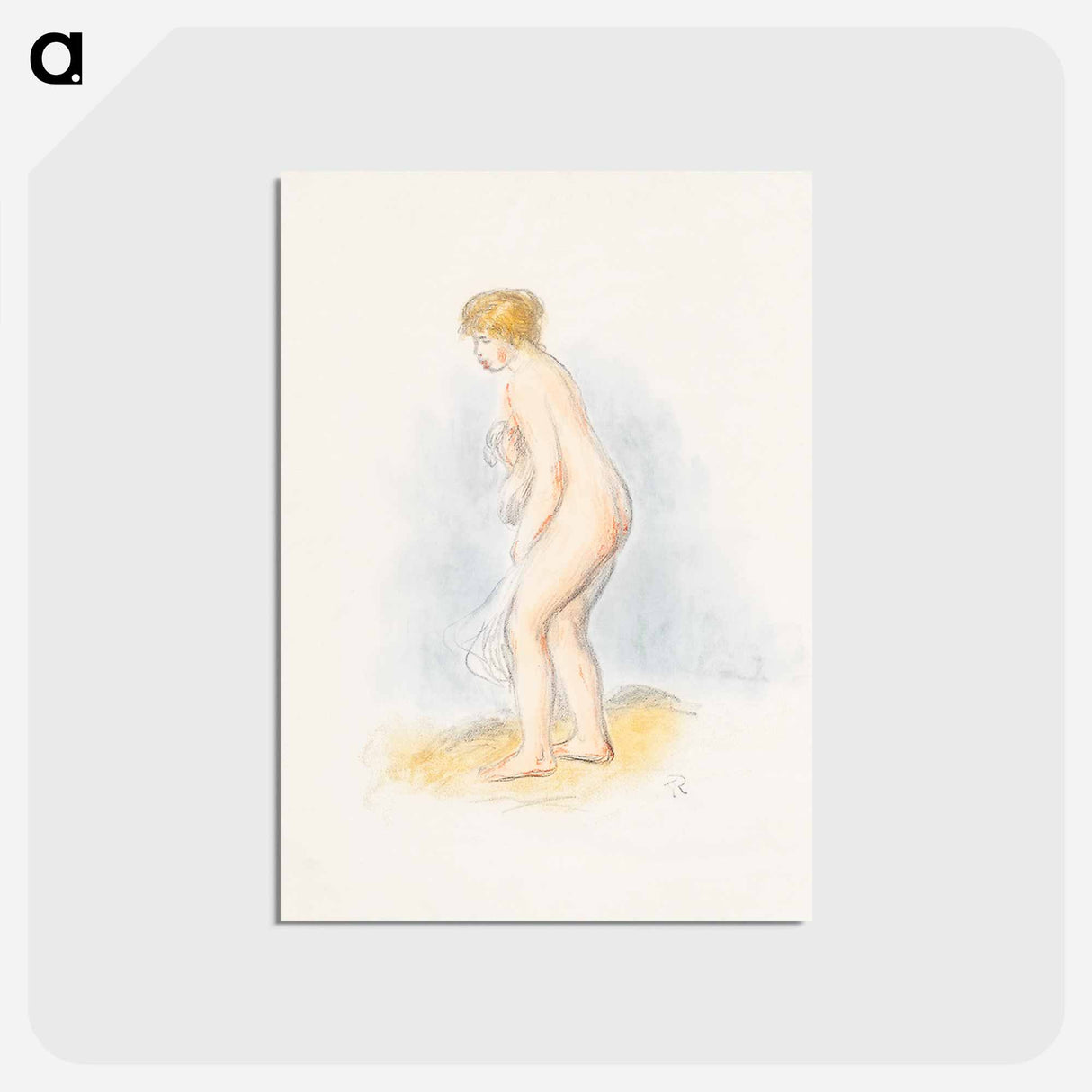 アートポストカード-Standing Female Bather - ピエール オーギュスト ルノワール Postcard.