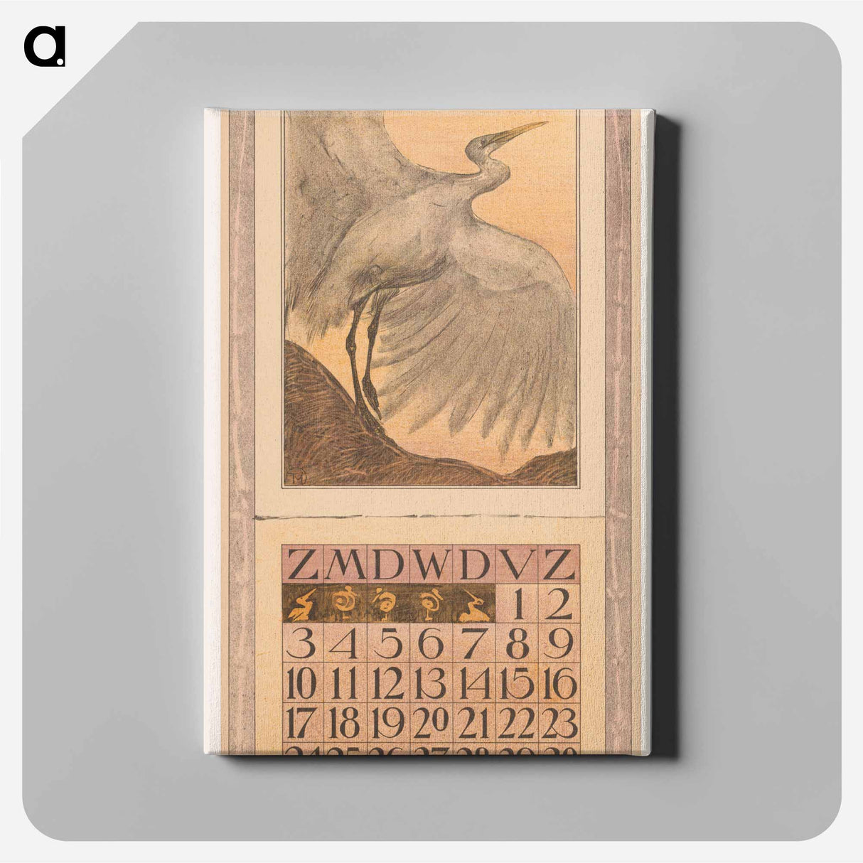 Kalenderblad september met zilverreiger - テオ ヴァン ホイテマ Canvas.