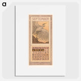 Kalenderblad september met zilverreiger - テオ ヴァン ホイテマ Poster.