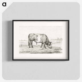 アートポスター-Grazing bull in a pasture - ジャン ベルナール Poster.