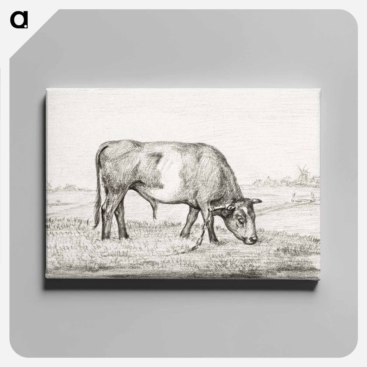アートパネル-Grazing bull in a pasture - ジャン ベルナール Canvas.