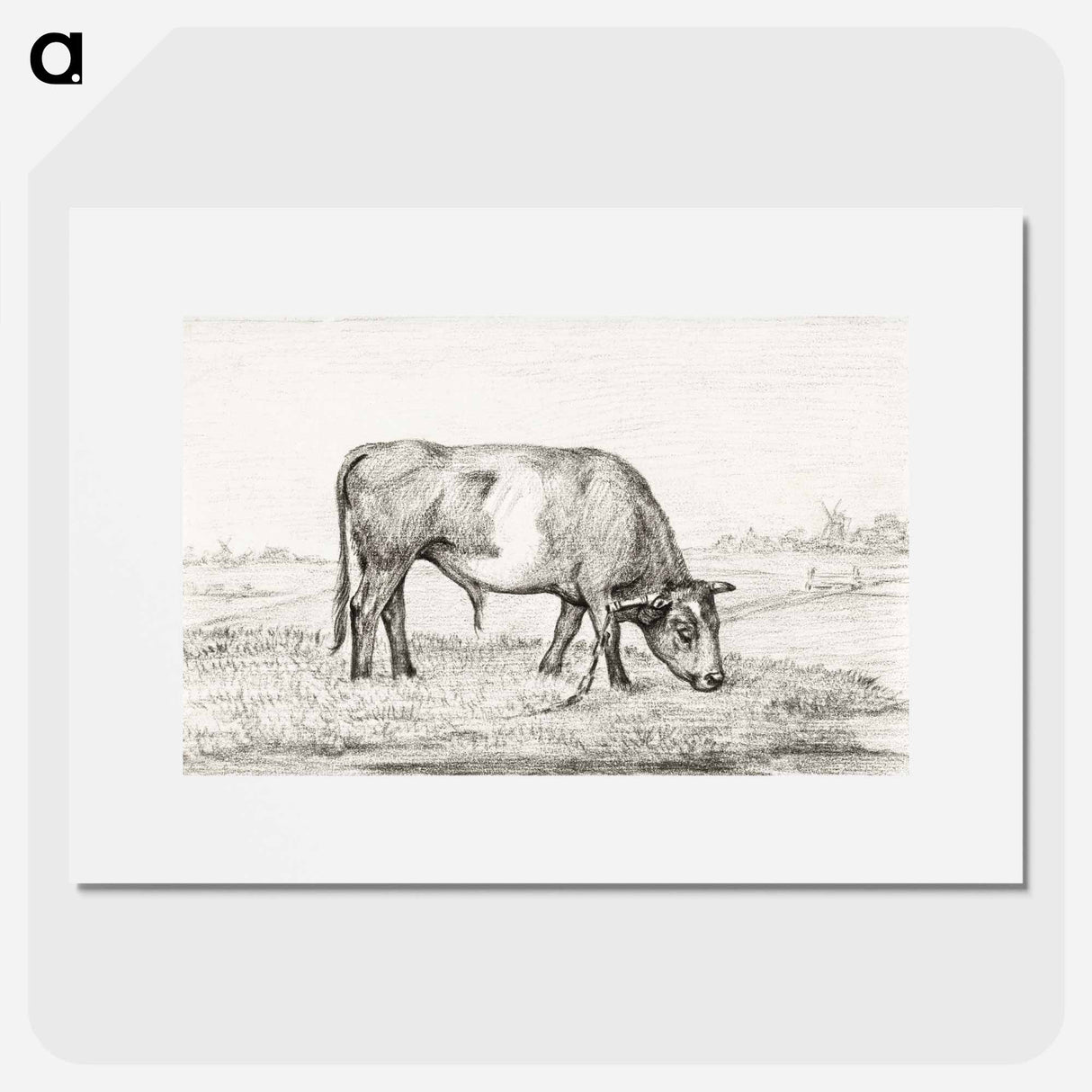 Grazing bull in a pasture - ジャン ベルナール Poster.
