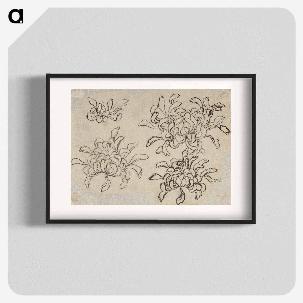 Hokusai's flower sketch - 葛飾 北斎 Poster.