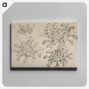 アートパネル-Hokusai's flower sketch - 葛飾 北斎 Canvas.