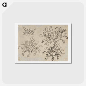 アートポストカード-Hokusai's flower sketch - 葛飾 北斎 Postcard.