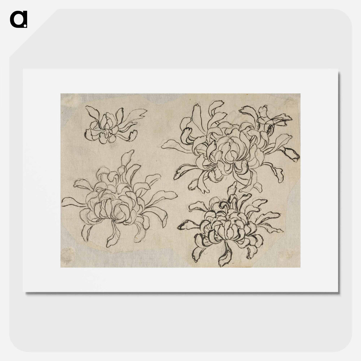 Hokusai's flower sketch - Katsushika Hokusai Poster.