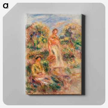 Standing Woman and Seated Woman in a Landscape - ピエール オーギュスト ルノワール Canvas.