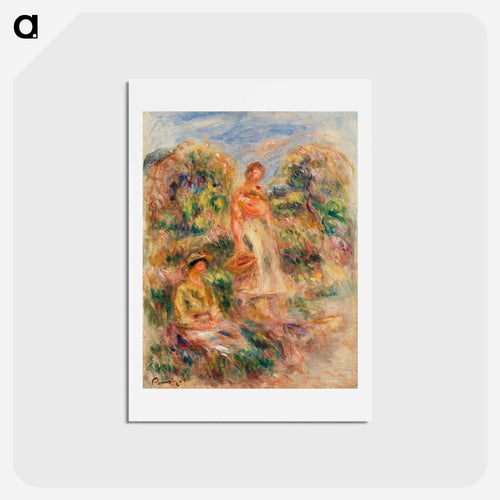 Standing Woman and Seated Woman in a Landscape - ピエール オーギュスト ルノワール Postcard.