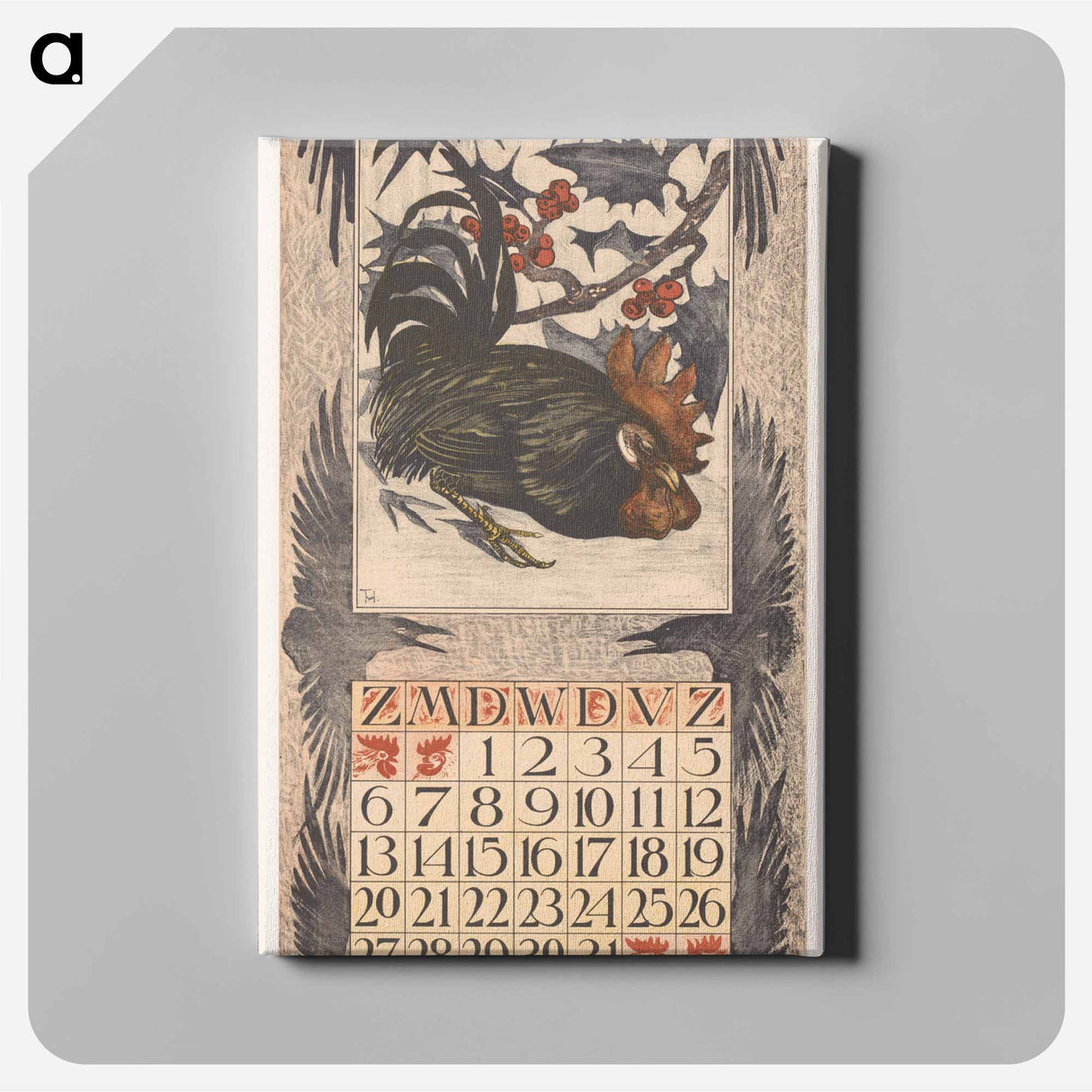 Kalenderblad december met haan - テオ ヴァン ホイテマ Canvas.