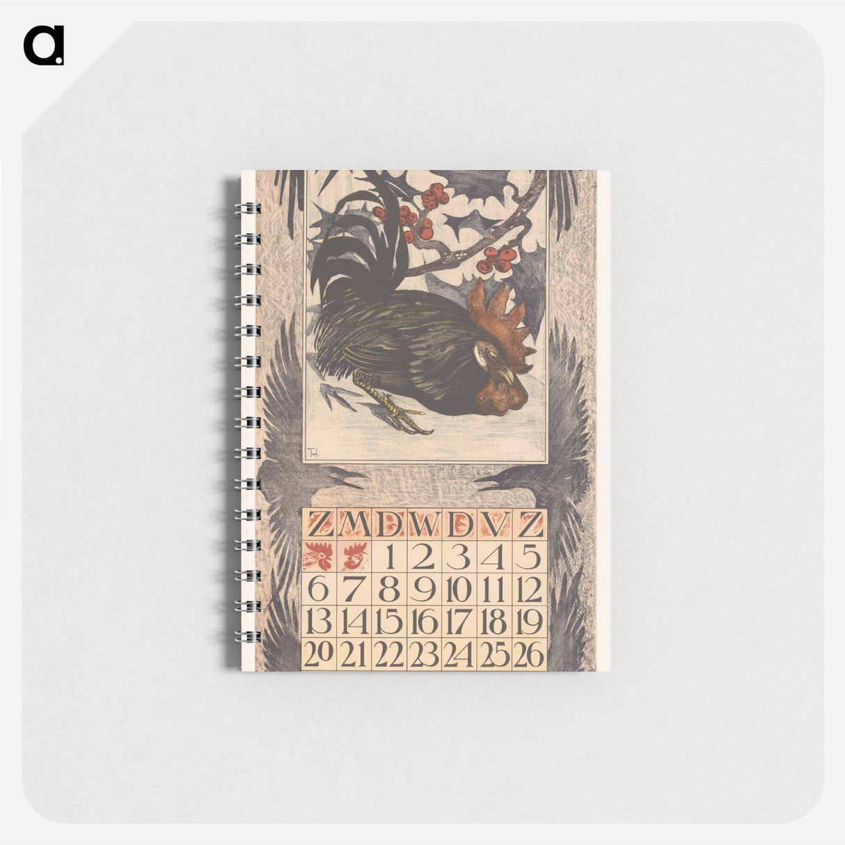 Kalenderblad december met haan - テオ ヴァン ホイテマ Memo.