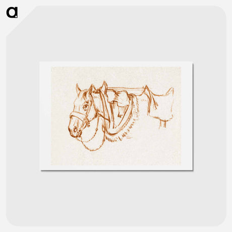 アートポストカード-Head of a rigged horse - ジャン ベルナール Postcard.