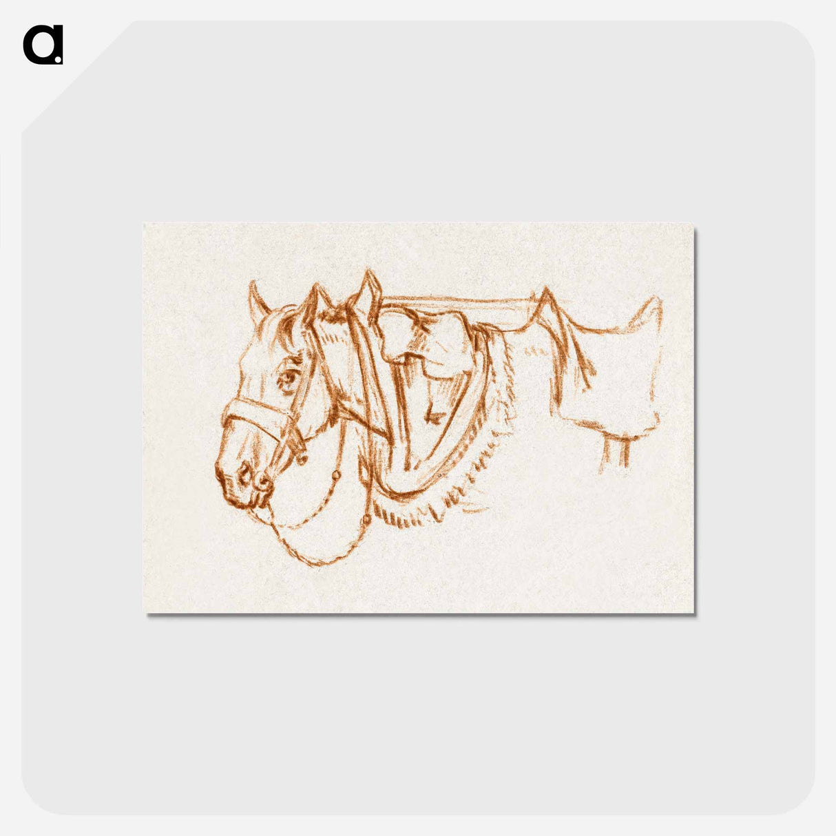 アートポストカード-Head of a rigged horse - ジャン ベルナール Postcard.