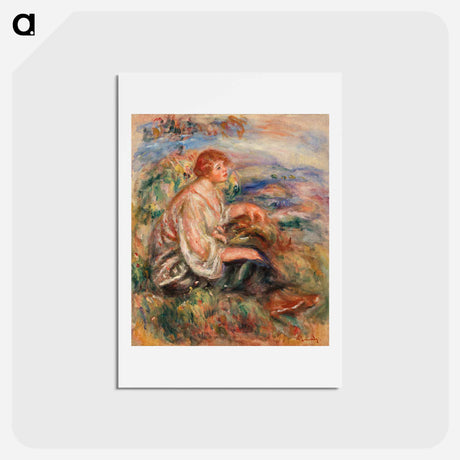 アートポストカード-Woman in Tulle Blouse and Black Skirt - ピエール オーギュスト ルノワール Postcard.