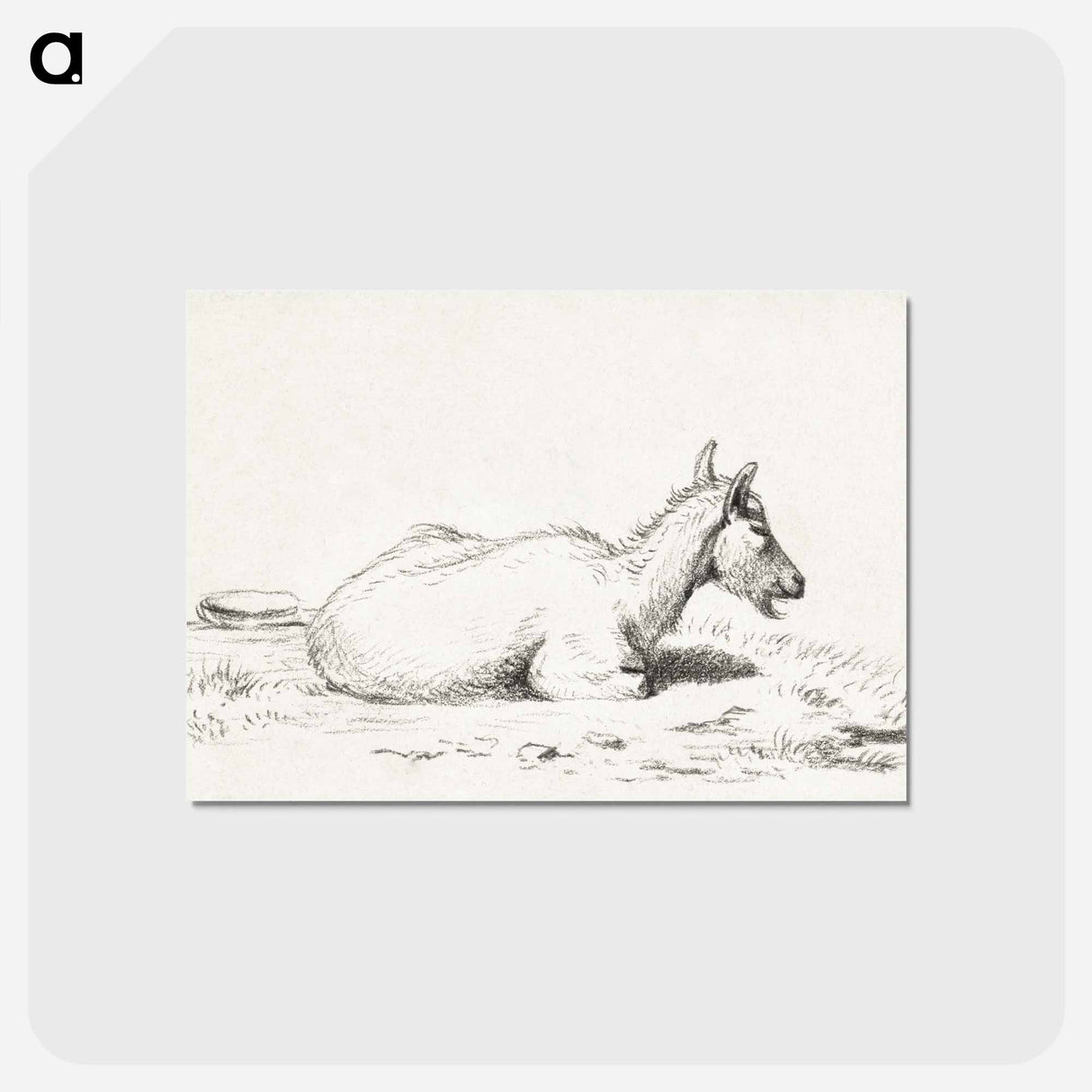 アートポストカード-Lying goat - ジャン ベルナール Postcard.