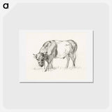 アートポストカード-Grazing bull - ジャン ベルナール Postcard.