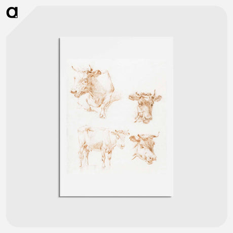 アートポストカード-Four cows - ジャン ベルナール Postcard.