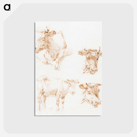 アートポストカード-Four cows - ジャン ベルナール Postcard.