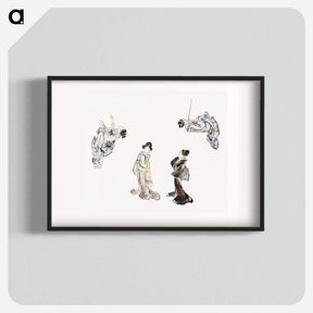 アートポスター-Hokusai's Japanese woman from Album of Sketches - 葛飾 北斎 Poster.