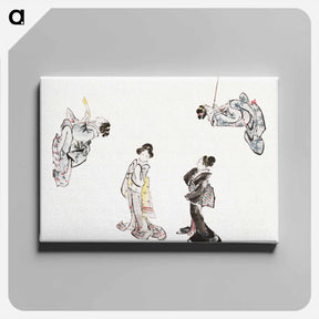アートパネル-Hokusai's Japanese woman from Album of Sketches - 葛飾 北斎 Canvas.
