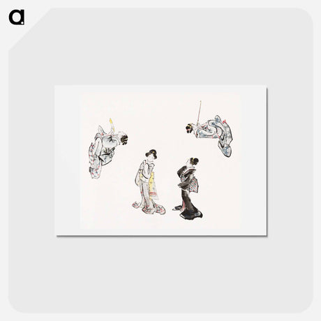 アートポストカード-Hokusai's Japanese woman from Album of Sketches - 葛飾 北斎 Postcard.