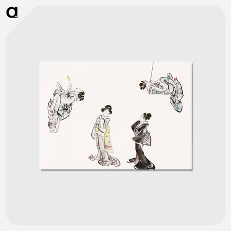 アートポストカード-Hokusai's Japanese woman from Album of Sketches - 葛飾 北斎 Postcard.