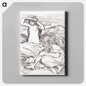 アートパネル-Two Women Bathing - ピエール オーギュスト ルノワール Canvas.