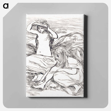 Two Women Bathing - ピエール オーギュスト ルノワール Canvas.