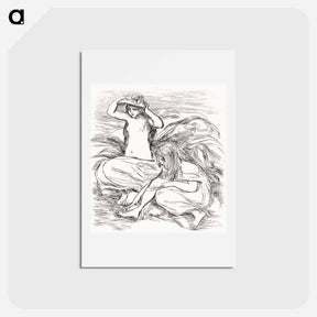 アートポストカード-Two Women Bathing - ピエール オーギュスト ルノワール Postcard.