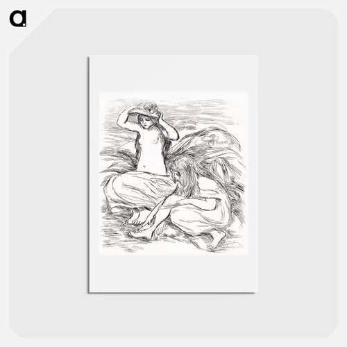 Two Women Bathing - ピエール オーギュスト ルノワール Postcard.