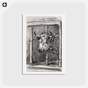 アートポストカード-Head of a cow - ジャン ベルナール Postcard.