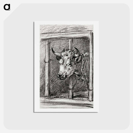 アートポストカード-Head of a cow - ジャン ベルナール Postcard.