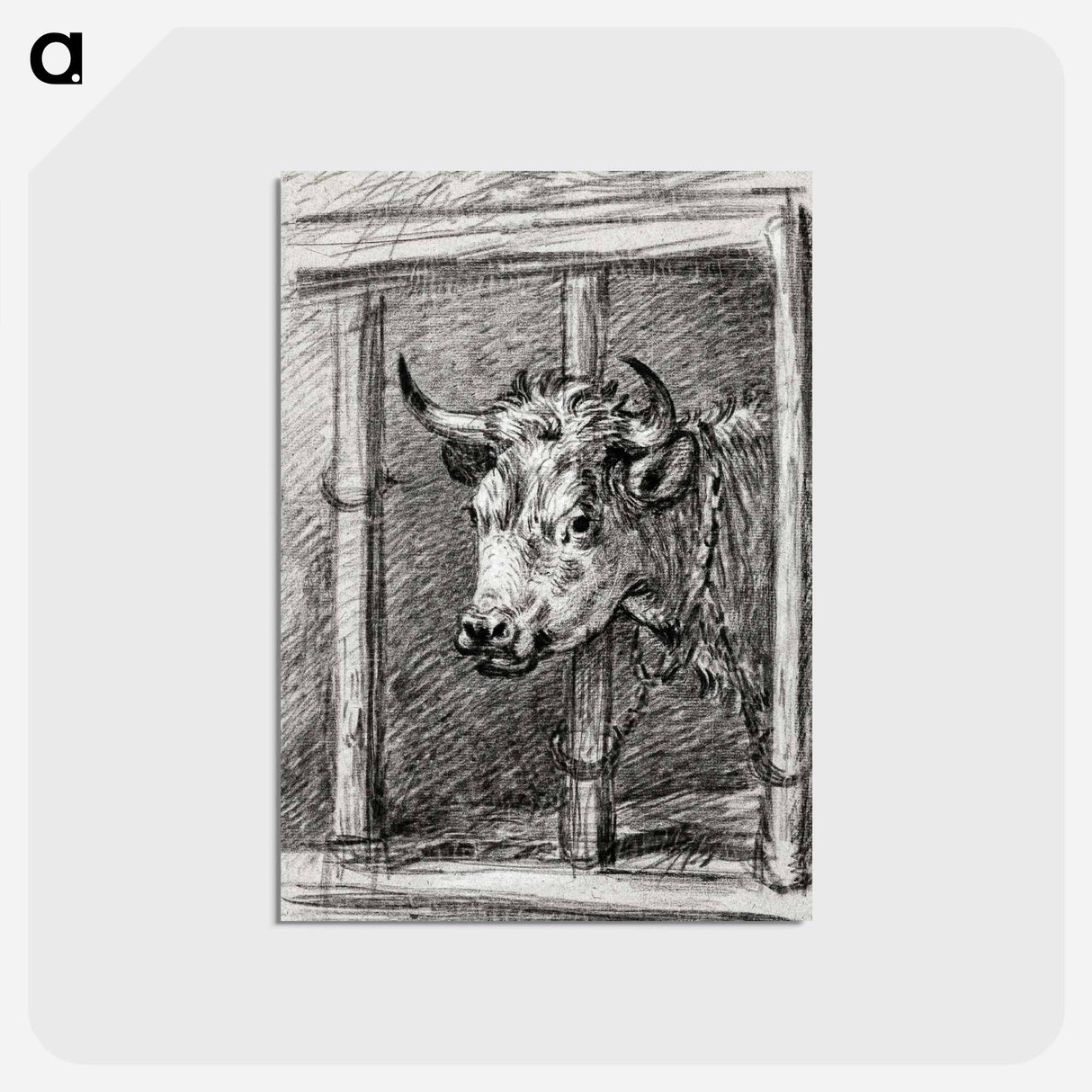 アートポストカード-Head of a cow - ジャン ベルナール Postcard.