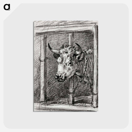 アートポストカード-Head of a cow - ジャン ベルナール Postcard.