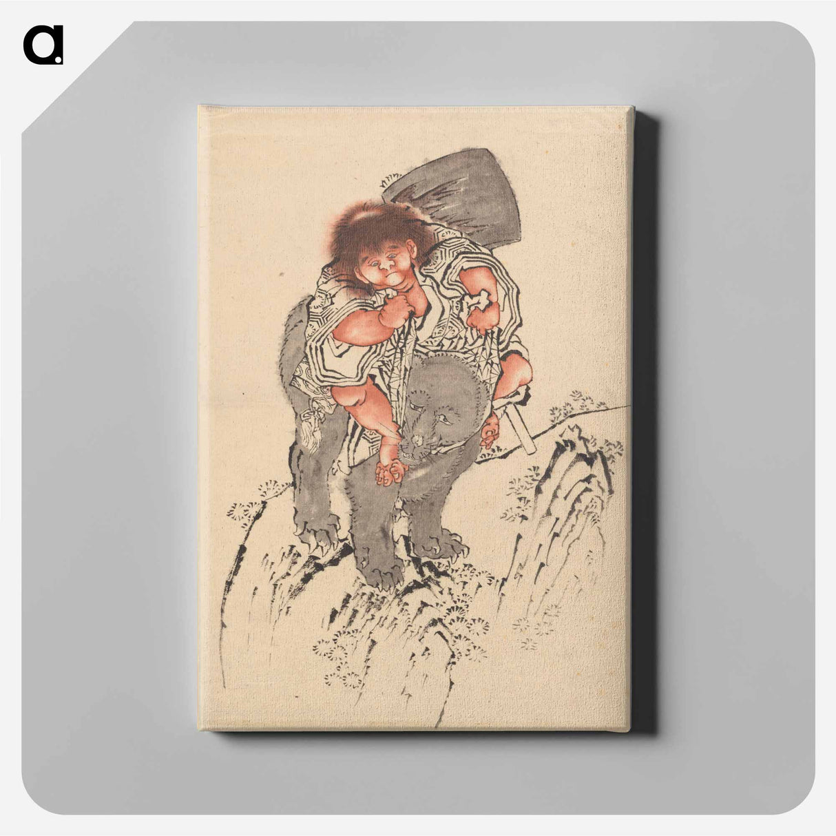 アートパネル-Sakata Kintoki Riding on Bear's Back - 葛飾 北斎 Canvas.