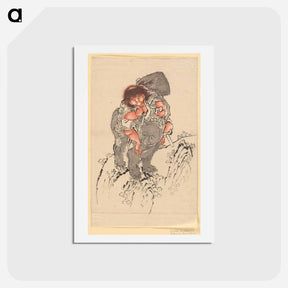 アートポストカード-Sakata Kintoki Riding on Bear's Back - 葛飾 北斎 Postcard.