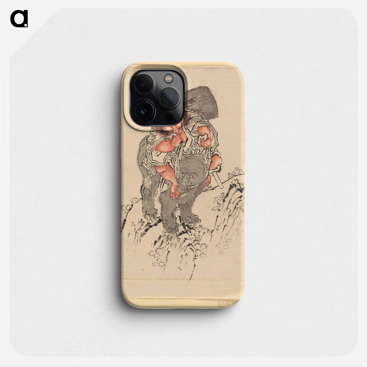 Sakata Kintoki Riding on Bear's Back - Katsushika Hokusai Phone Case.