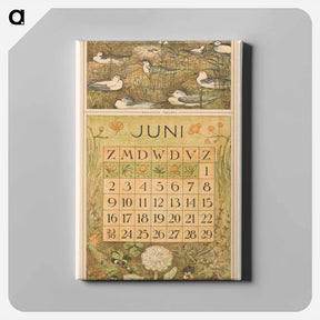 アートパネル-Kalenderblad juni met broedende meeuwen - テオ ヴァン ホイテマ Canvas.