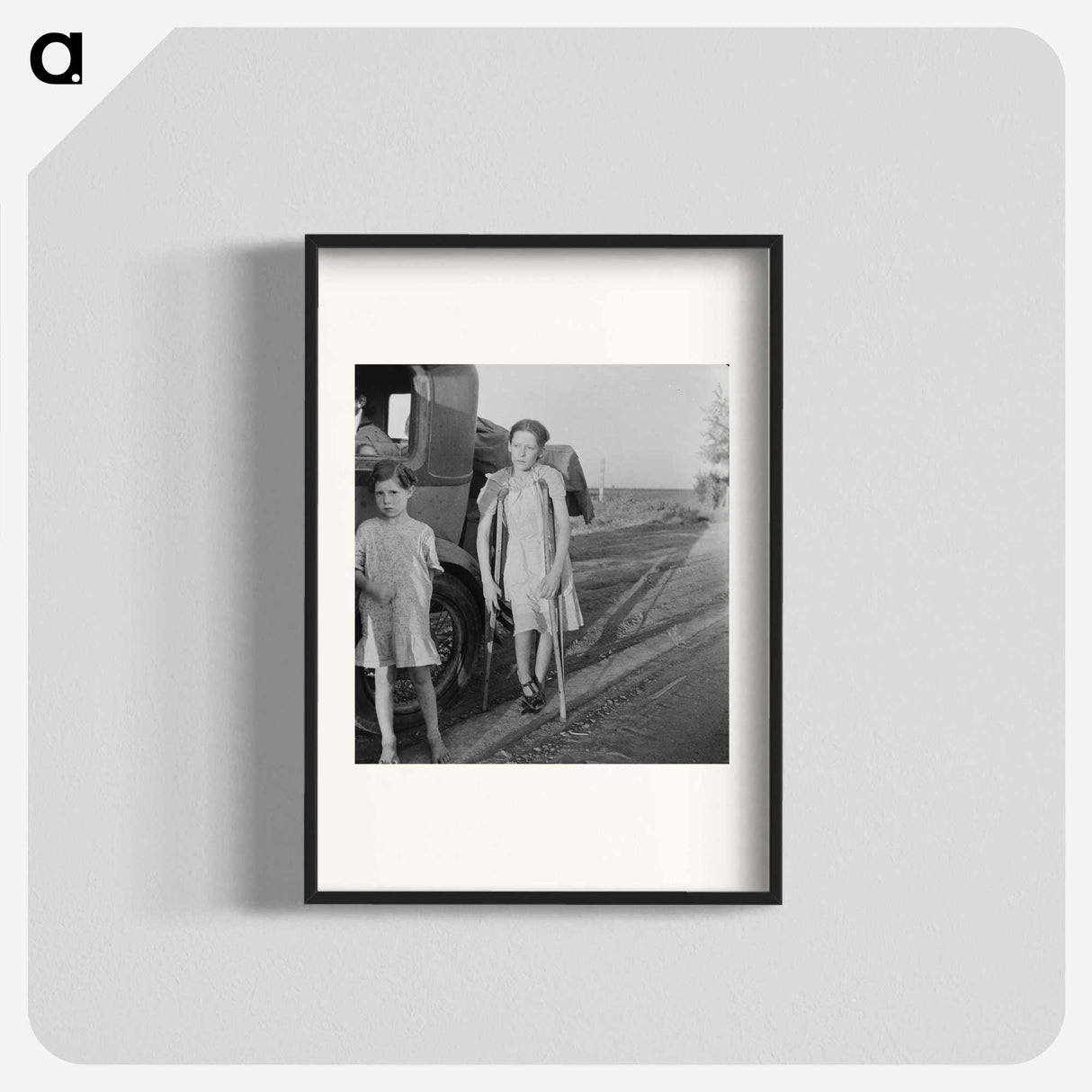 Children of Oklahoma drought refugees on highway near Bakersfield, California - Dorothea Lange Poster.