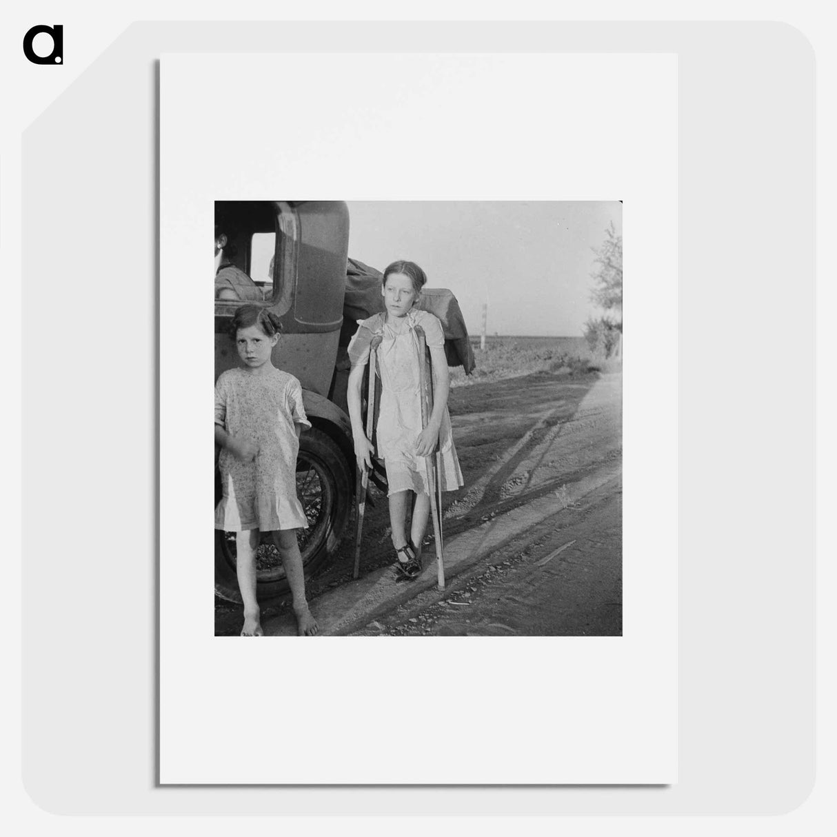 Children of Oklahoma drought refugees on highway near Bakersfield, California - Dorothea Lange Poster.