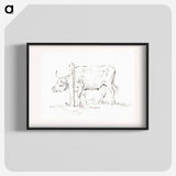 Standing cow, with its head between poles - ジャン ベルナール Poster.