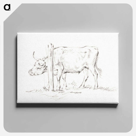 アートパネル-Standing cow, with its head between poles - ジャン ベルナール Canvas.