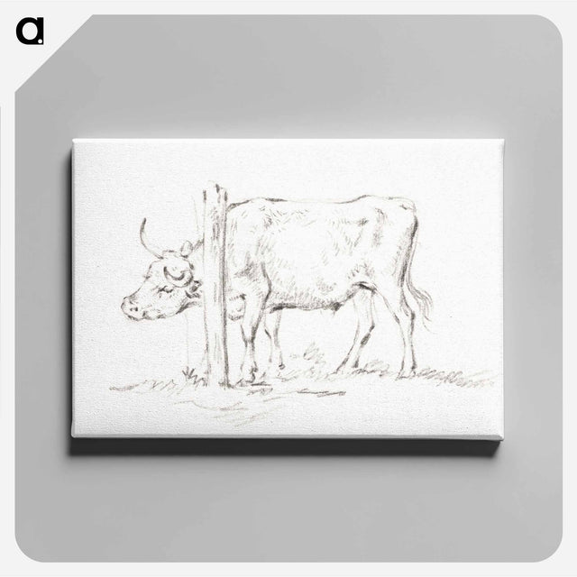 アートパネル-Standing cow, with its head between poles - ジャン ベルナール Canvas.