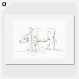Standing cow, with its head between poles - ジャン ベルナール Poster.