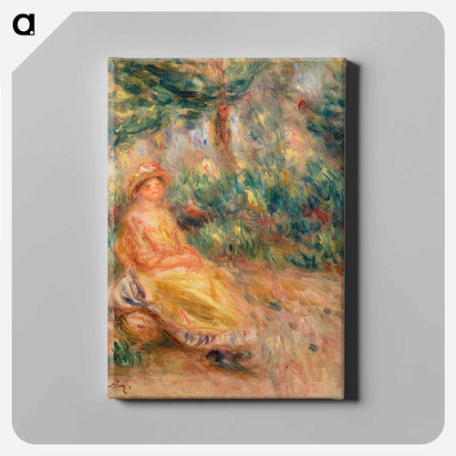 Woman in Pink and Yellow in a Landscape - Pierre-Auguste Renoir Canvas.