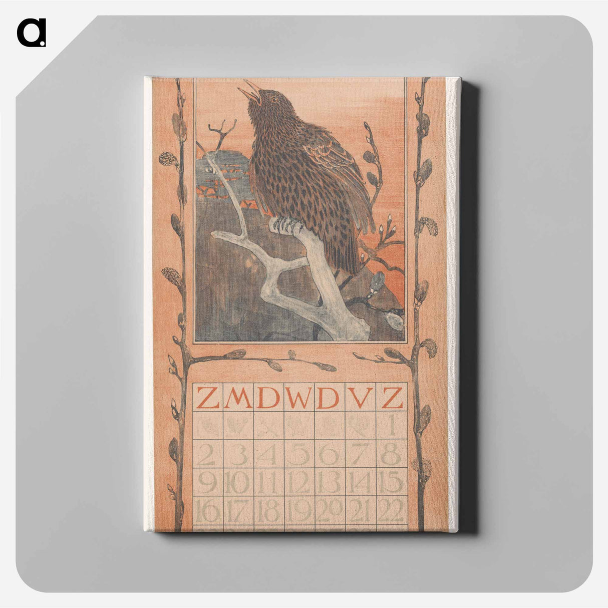 Kalenderblad februari met spreeuw - テオ ヴァン ホイテマ Canvas.